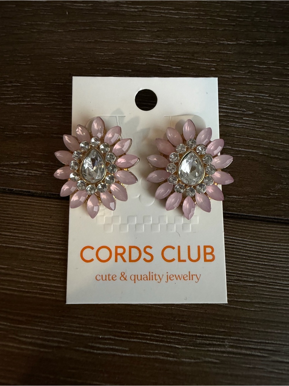 Pink Crystal Flower Earrings
